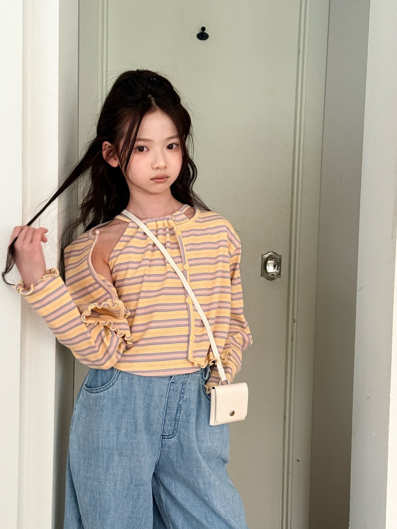 ［comma］Linen wide denim pants