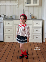 ［second moment］Berry lace stripe tops