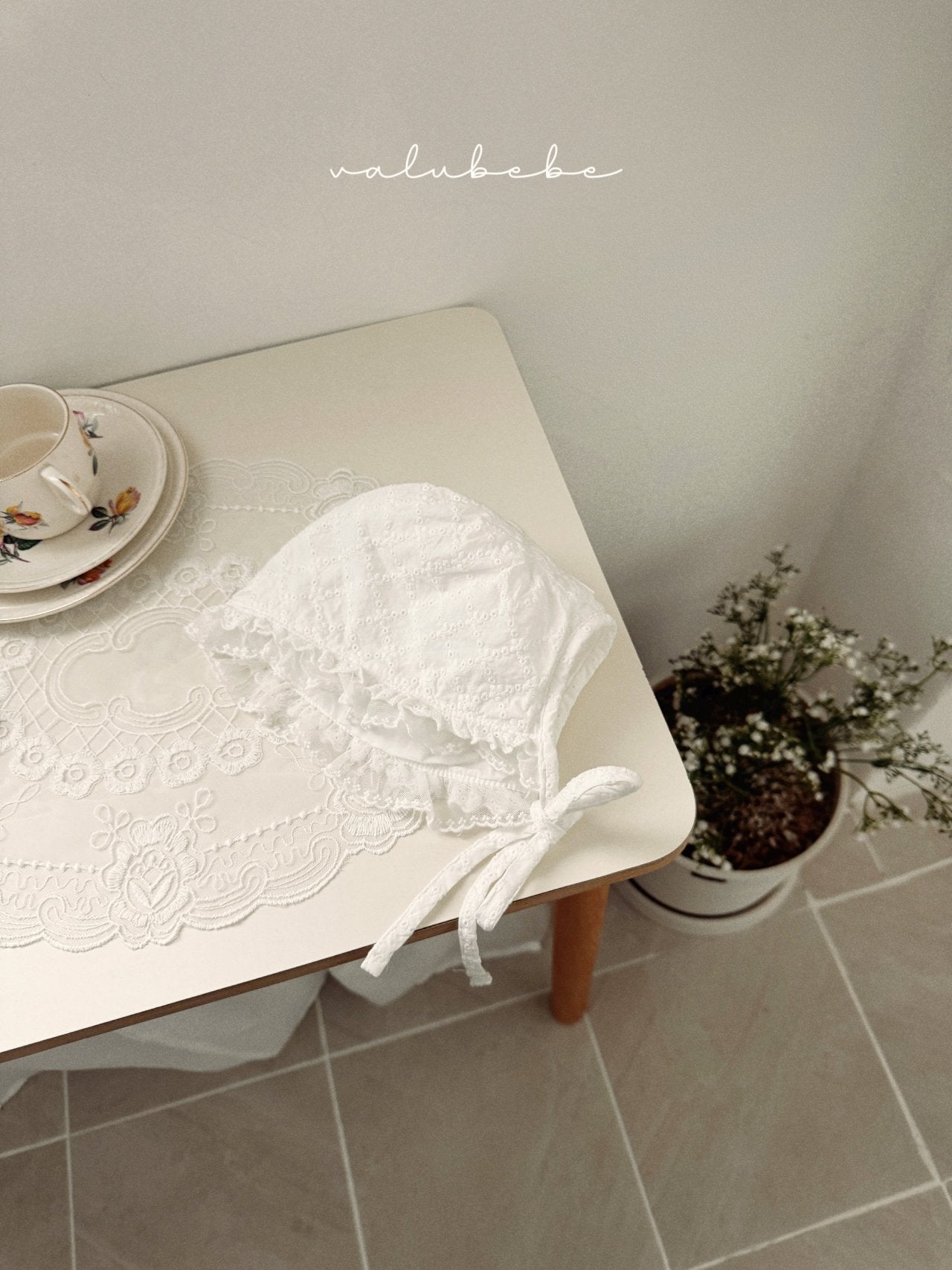 ［valubebe］Frill lace bonnet (baby)