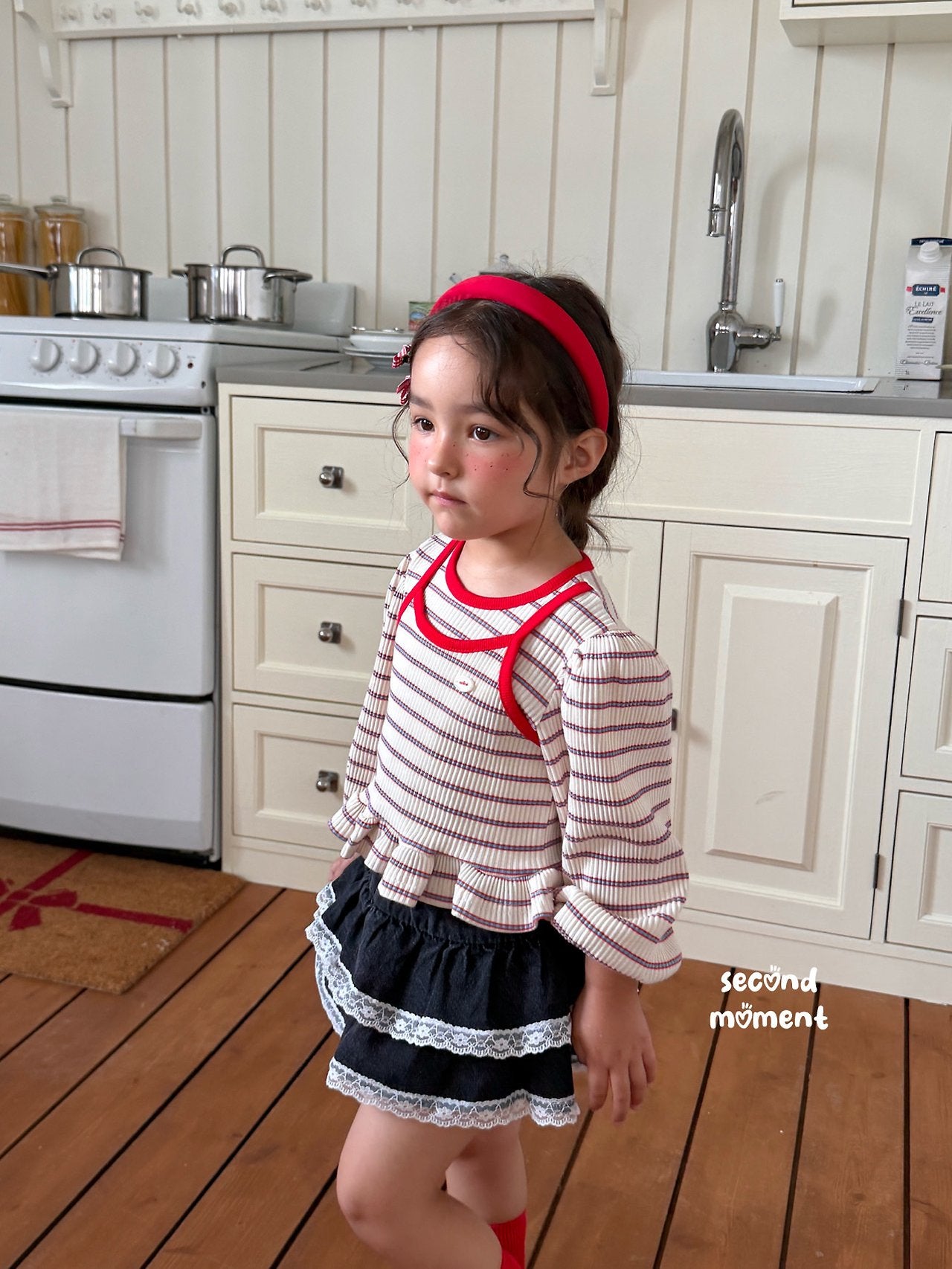 ［second moment］Lace denim cancan skirt