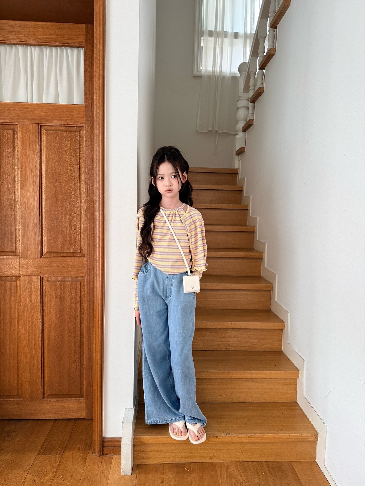 ［comma］Linen wide denim pants