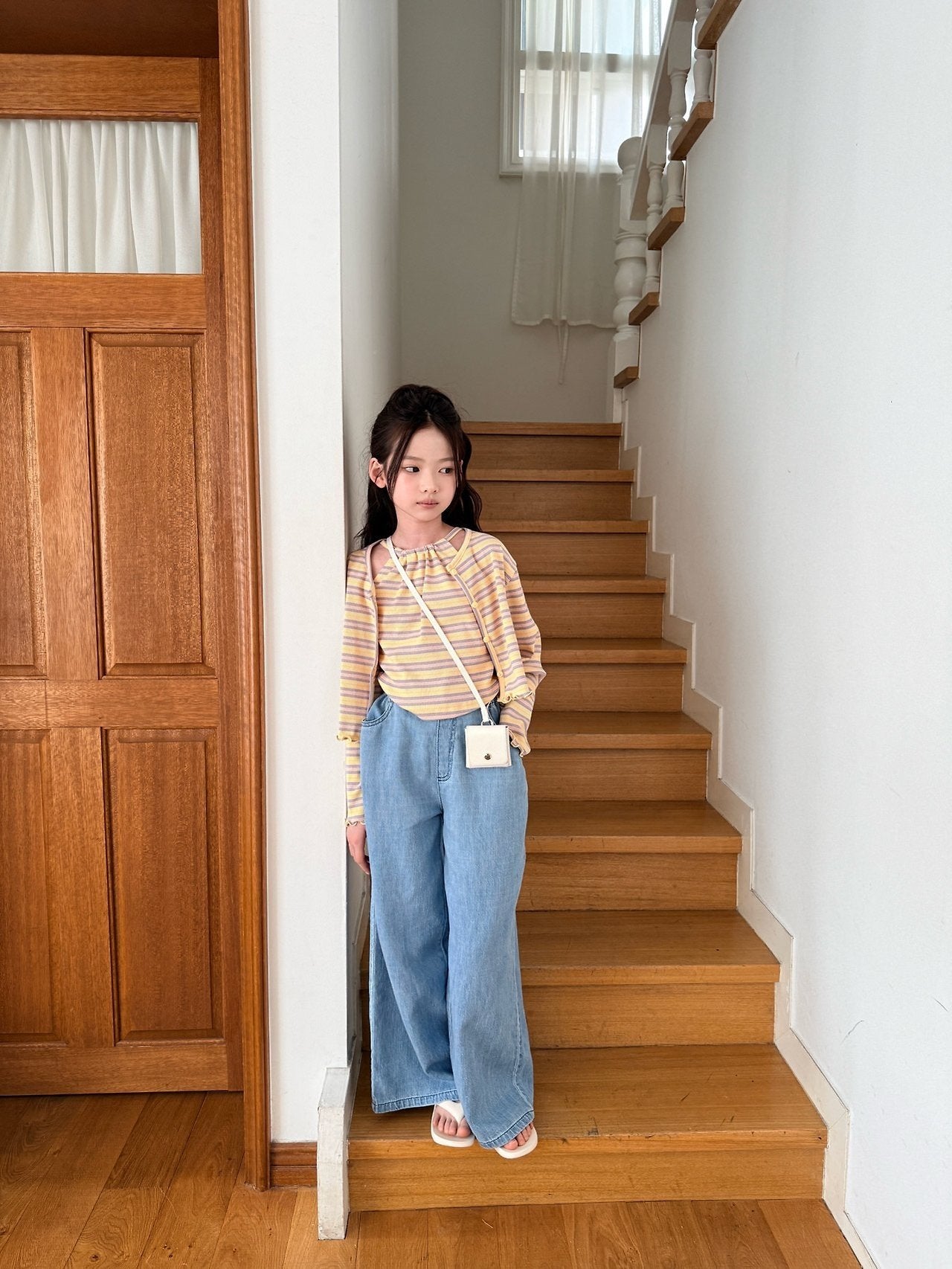 ［comma］Linen wide denim pants