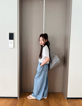 ［comma］Linen wide denim pants