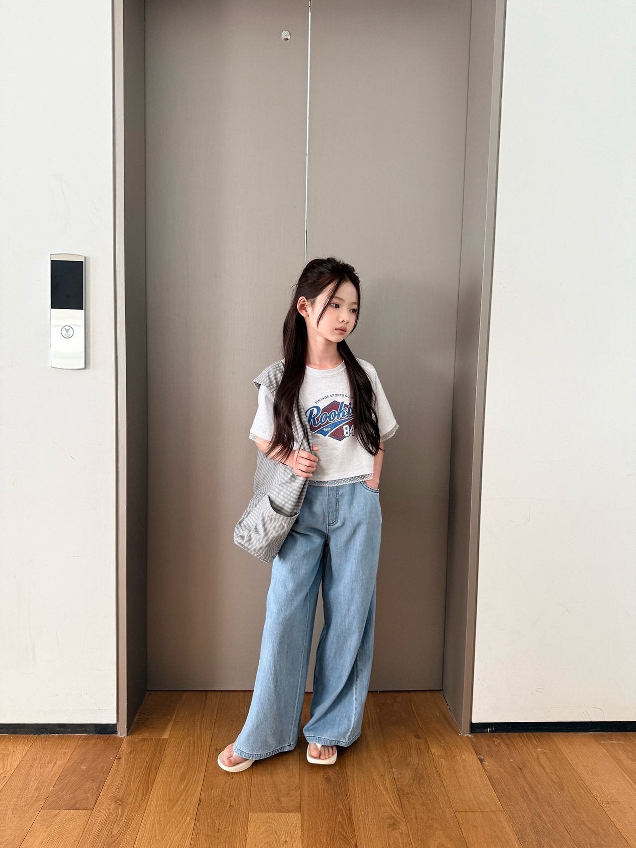 ［comma］Linen wide denim pants
