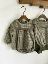 ［OREN］Bobo check sailor rompers