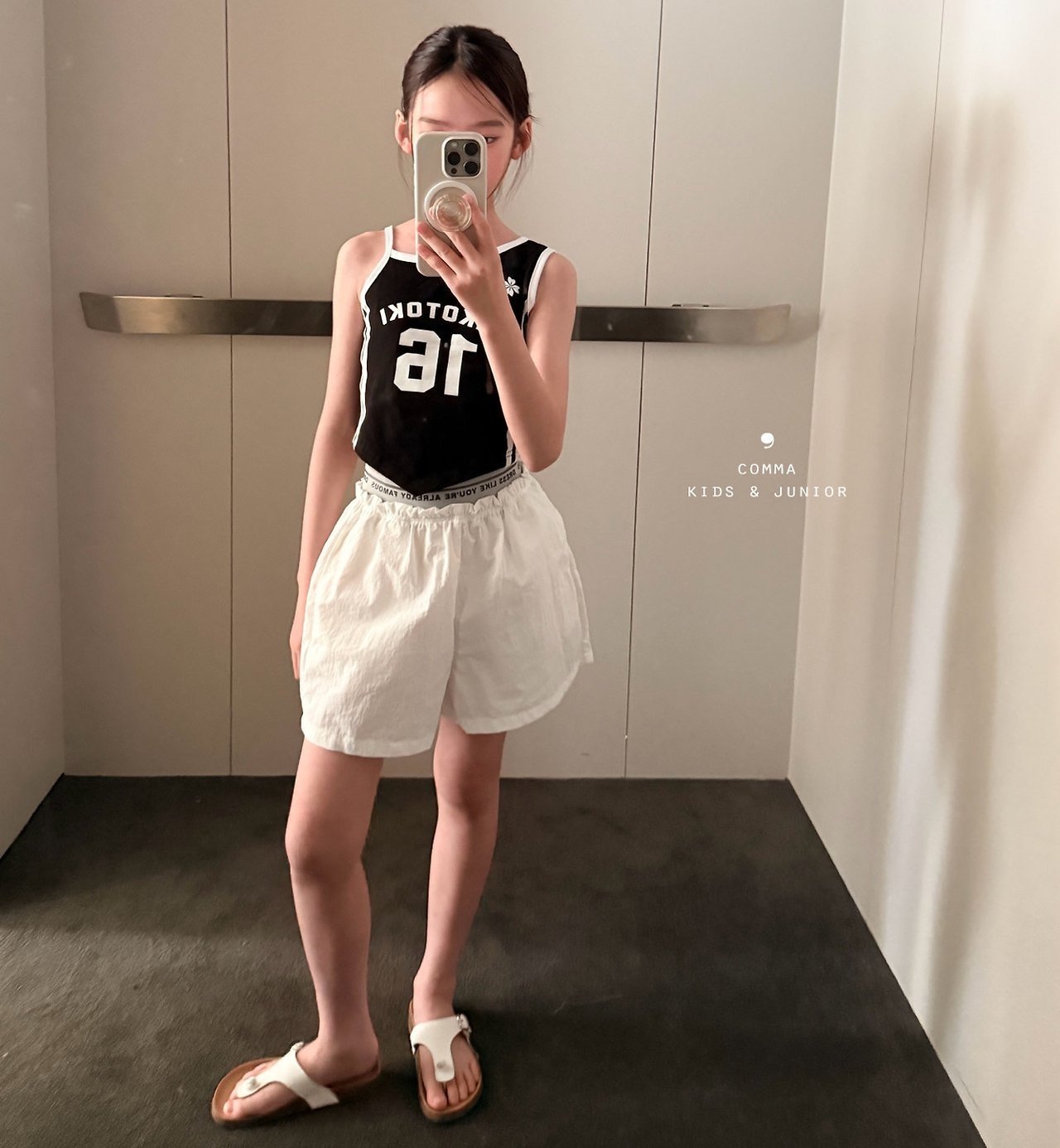 ［comma］Lettering band short pants