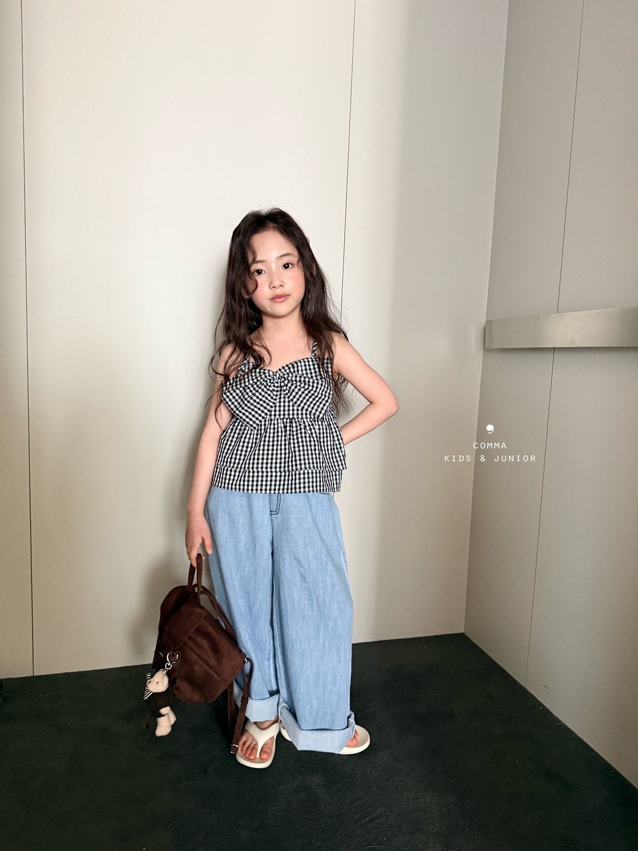 ［comma］Linen wide denim pants