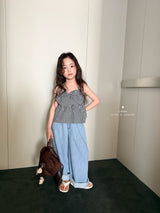 ［comma］Linen wide denim pants