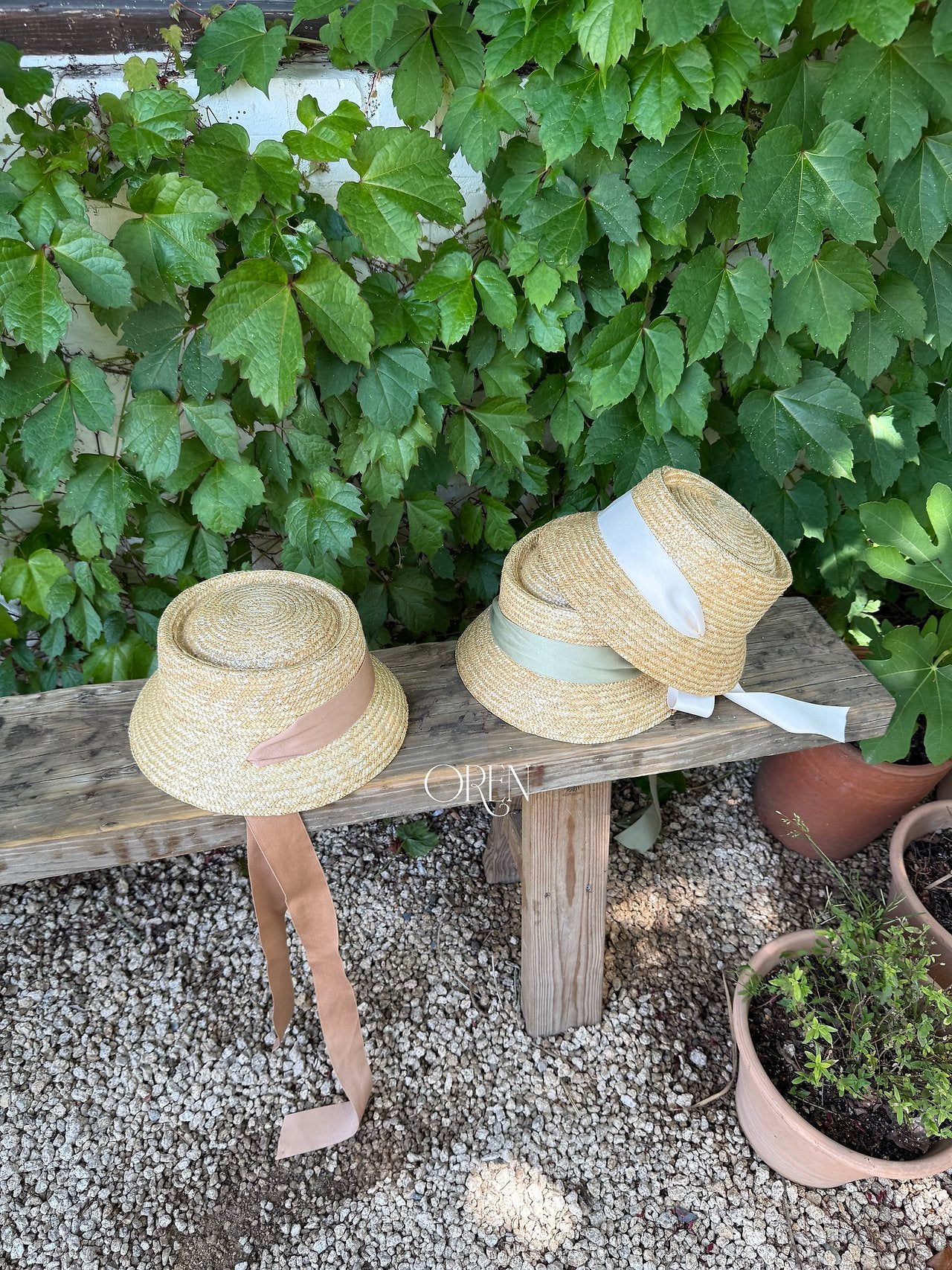 ［OREN］Suet ribbon rattan hat