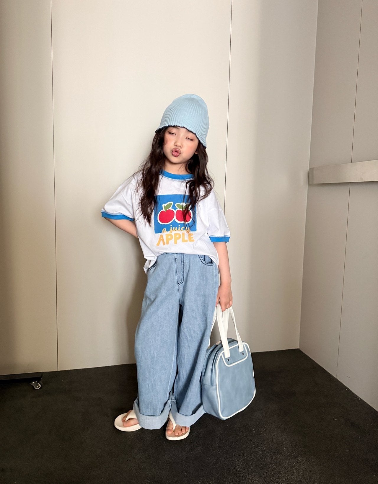 ［comma］Linen wide denim pants