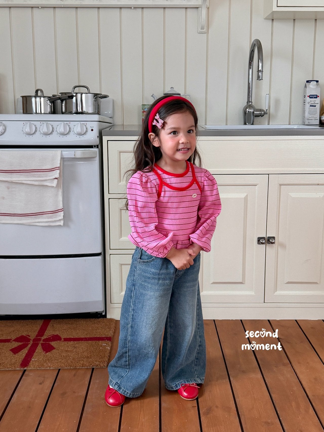 ［second moment］Berry lace stripe tops
