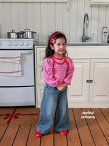［second moment］Berry lace stripe tops