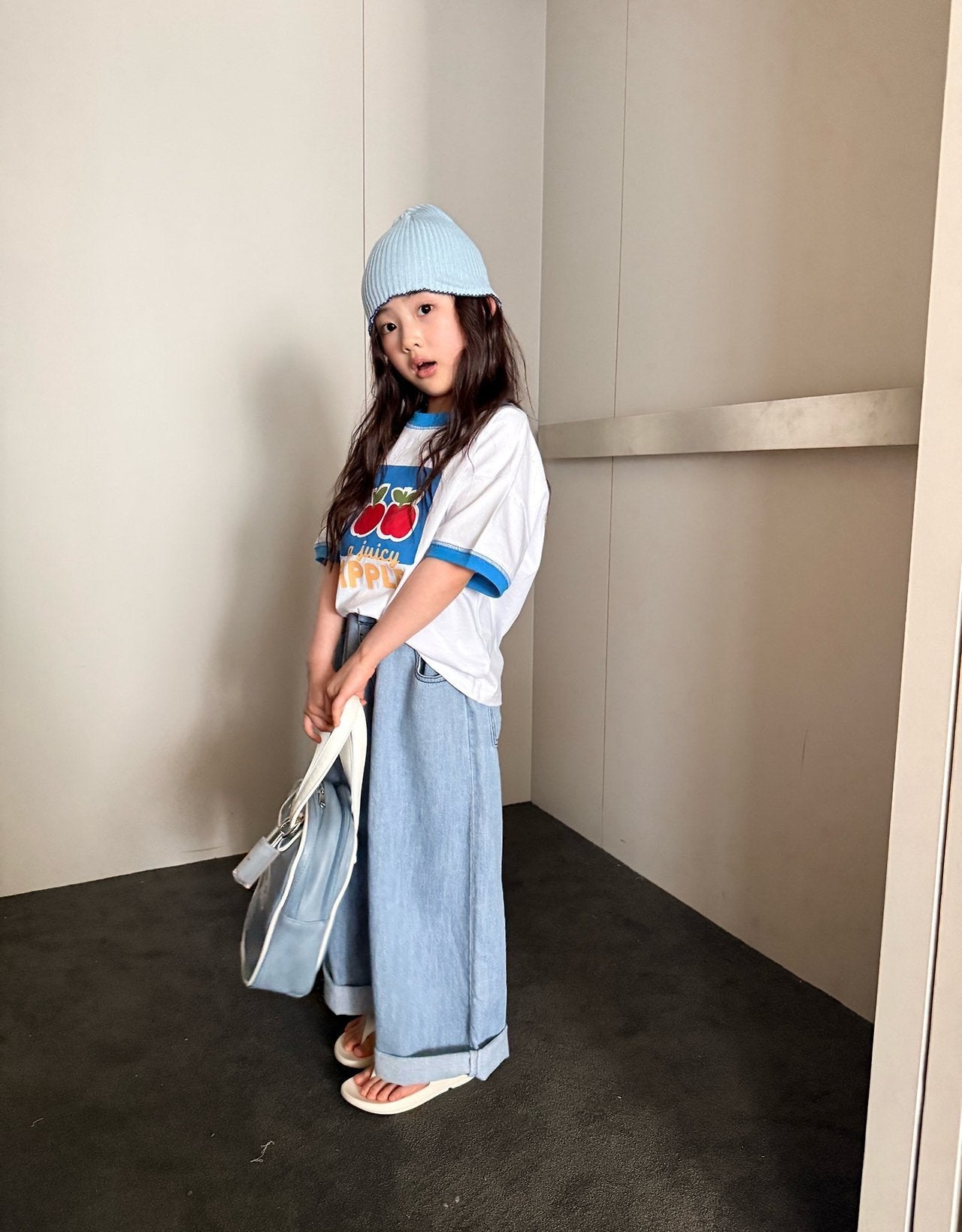 ［comma］Linen wide denim pants