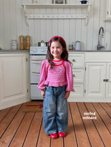 ［second moment］Berry lace stripe tops