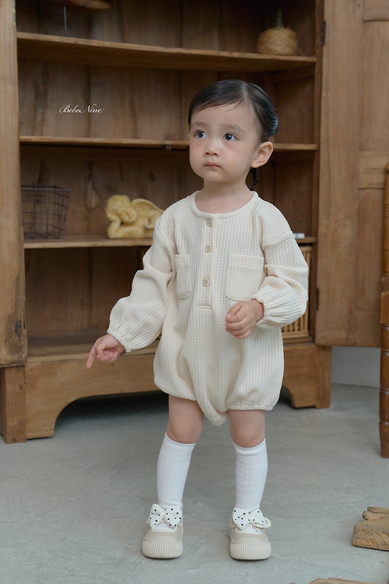 ［bebenine］Bimbo Waffle Rompers