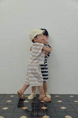 ［The beige］Striped sleeveless set up