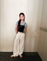 ［comma］Line heart puff tee