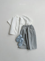 ［minirobe］Double pintuck check pants