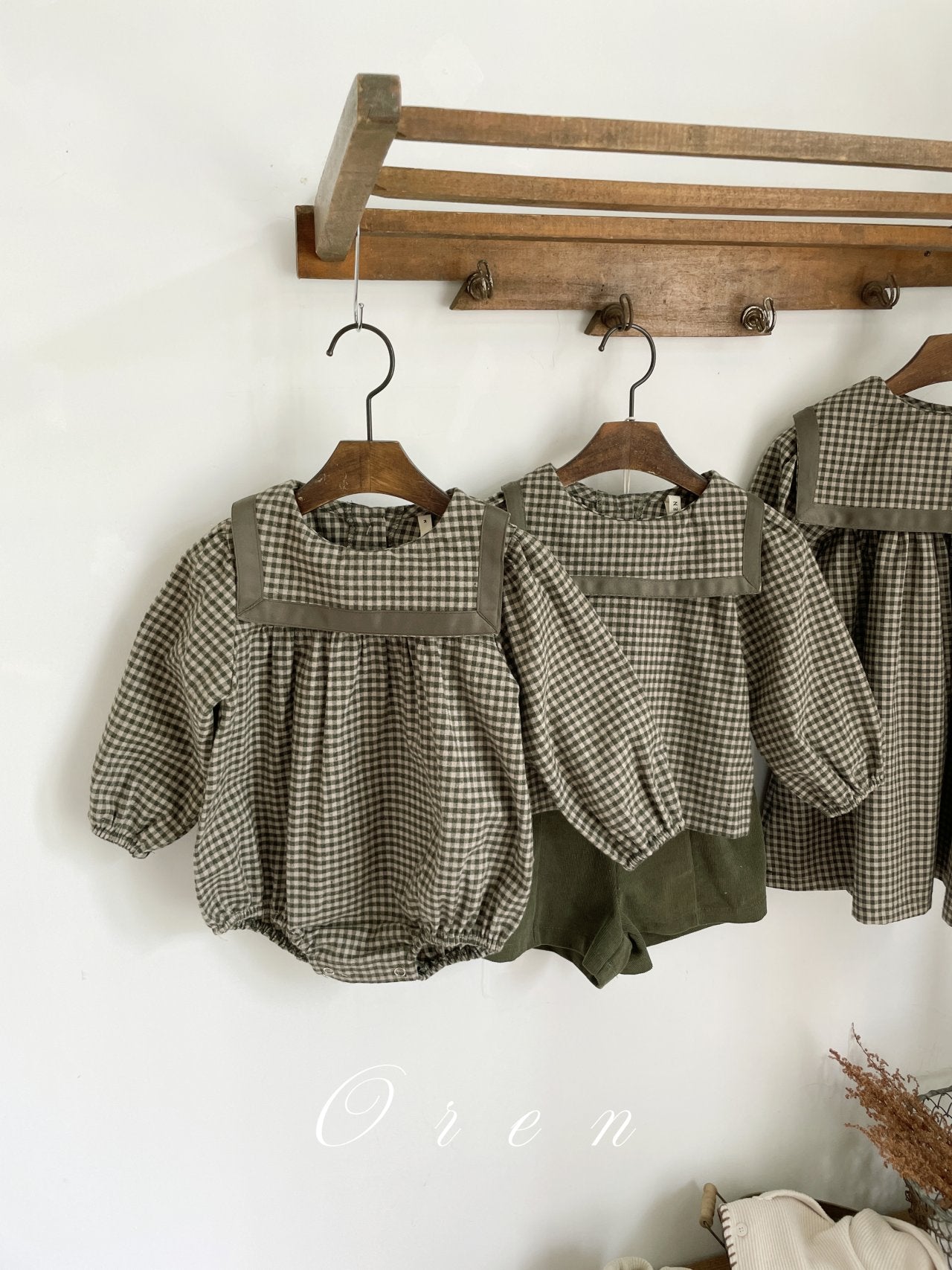 ［OREN］Bobo check sailor rompers