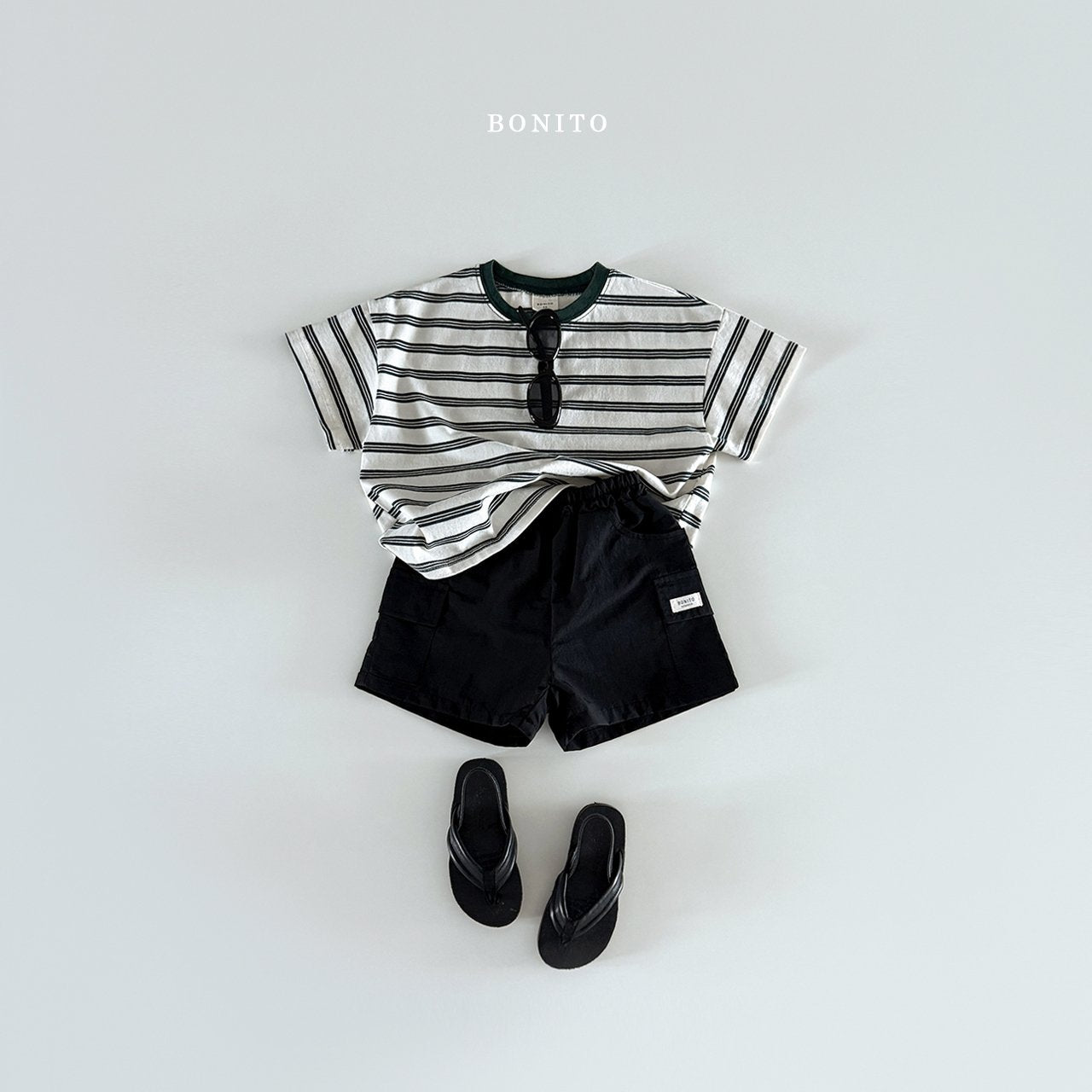 ［Bonito］Point neck stripe tee