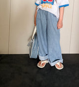 ［comma］Linen wide denim pants
