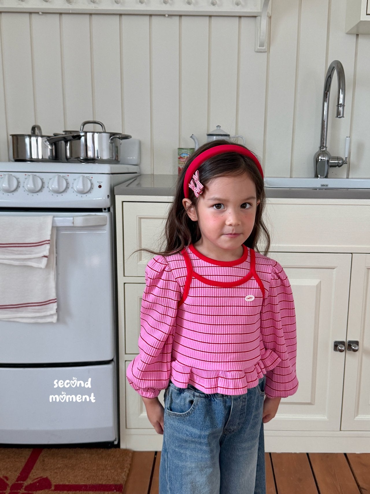 ［second moment］Berry lace stripe tops