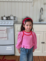 ［second moment］Berry lace stripe tops