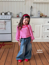［second moment］Berry lace stripe tops