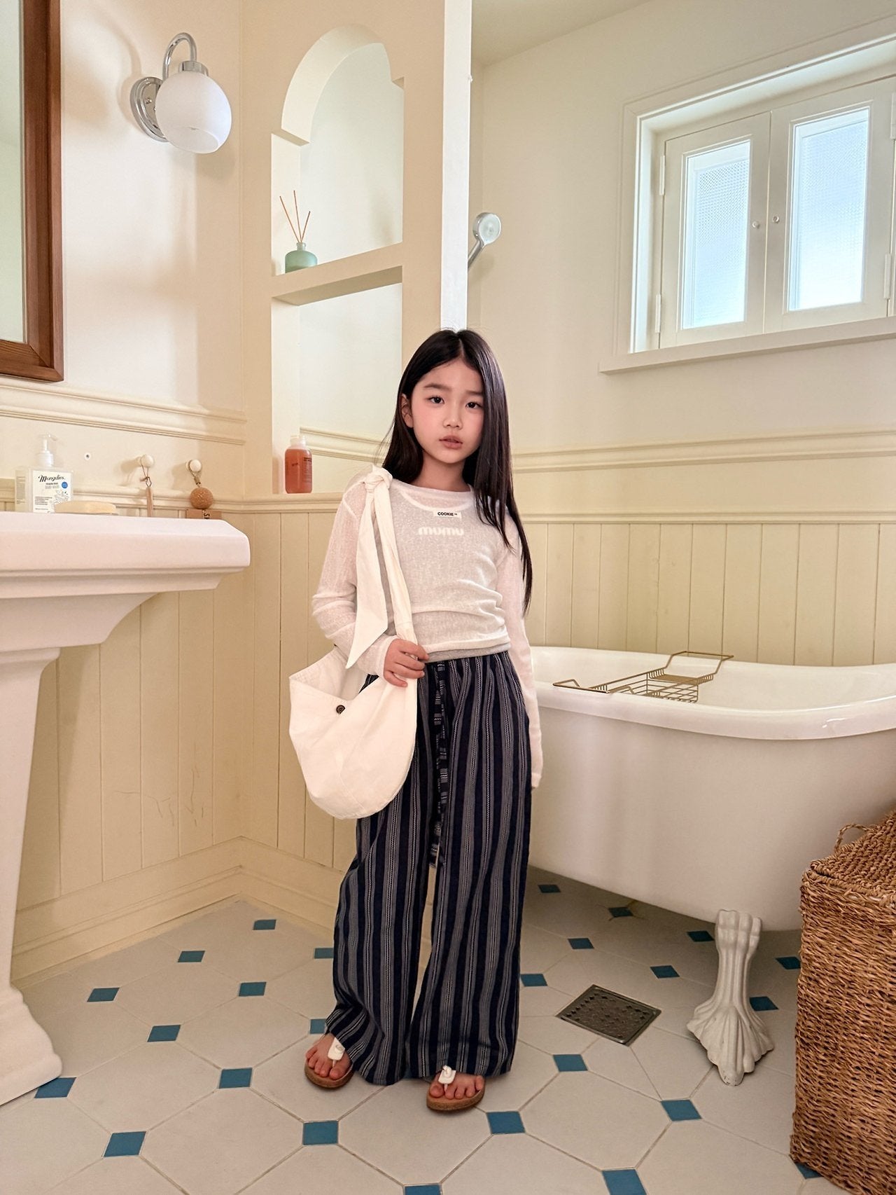 ［comma］Summer stripe long pants