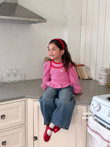［second moment］Berry lace stripe tops