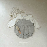 ［mimi market］Mini check suspender rompers