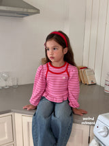 ［second moment］Berry lace stripe tops