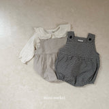 ［mimi market］Mini check suspender rompers