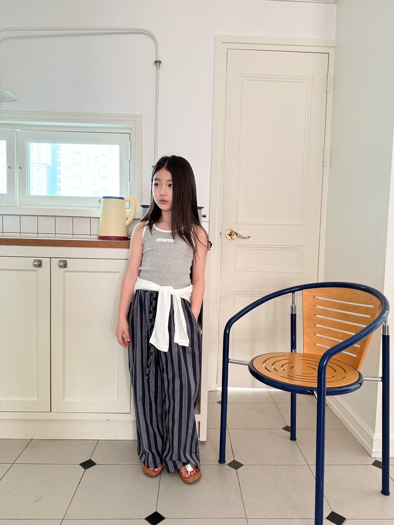 ［comma］Summer stripe long pants