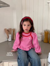 ［second moment］Berry lace stripe tops