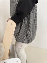 ［mimi market］Mini check suspender rompers