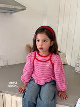 ［second moment］Berry lace stripe tops