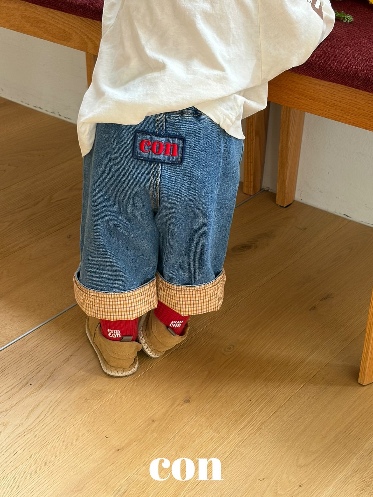 ［con］Washing roll up denim pants