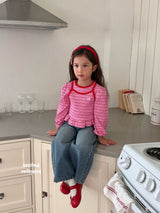 ［second moment］Berry lace stripe tops