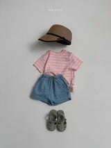 ［minirobe］Round denim short pants
