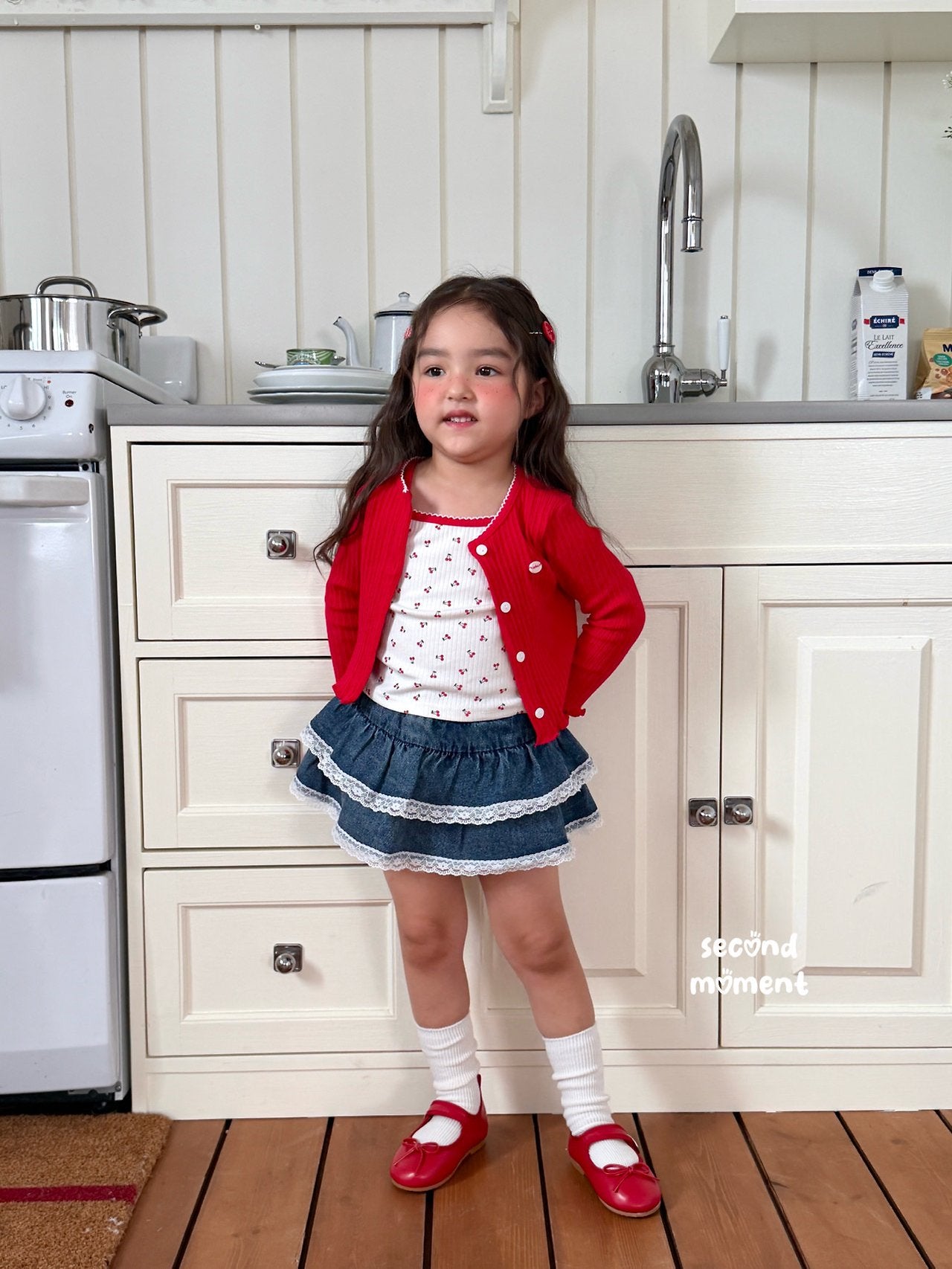 ［second moment］Cherry cardigan & camisole set