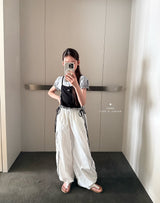 ［comma］Line heart puff tee