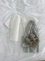 ［minirobe］Double pintuck check pants
