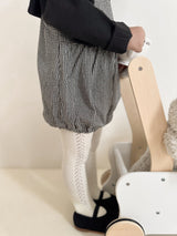 ［mimi market］Mini check suspender rompers
