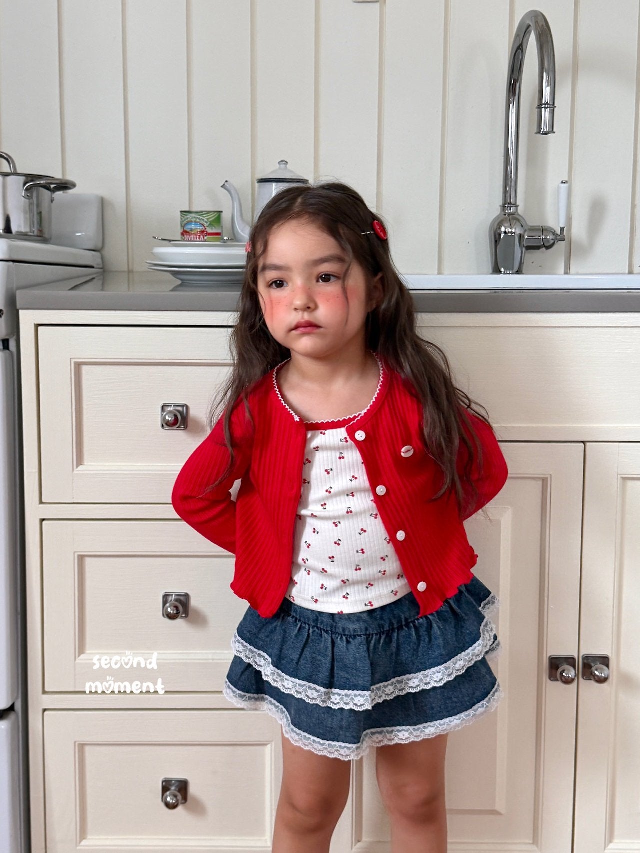 ［second moment］Cherry cardigan & camisole set