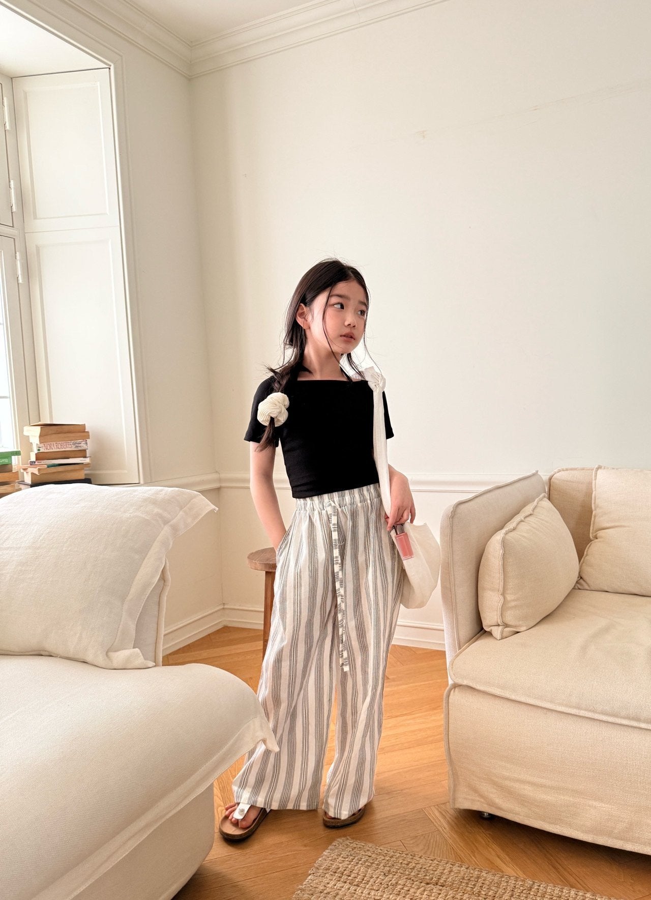 ［comma］Summer stripe long pants
