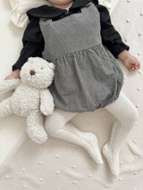 ［mimi market］Mini check suspender rompers