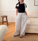 ［comma］Summer stripe long pants