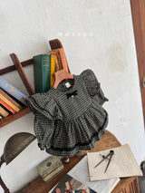 ［marron］Tree check ribbon rompers