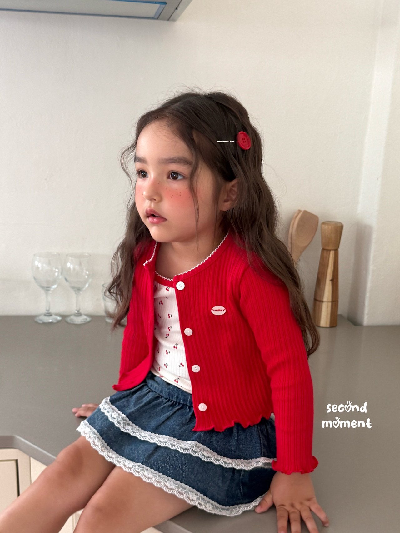 ［second moment］Cherry cardigan & camisole set